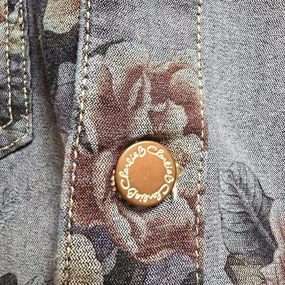 Reversible CHARLIE B Floral Blue Jean Jacket - Picture 2 of 5